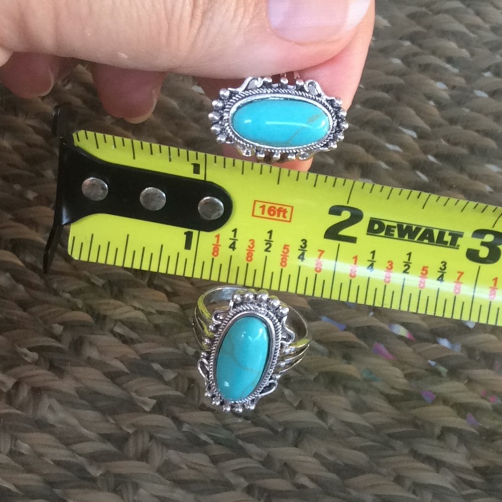 Vintage 925 Sterling Silver Turquoise Ring Jewelry - Picture 5 of 8